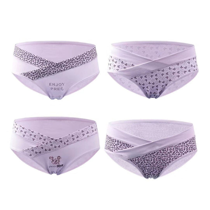 Wholesale 4 Pieces Women Cotton Low Waist Front Criss-Cross Pregnancy Panties Under Bump Maternity Underpants Postpartum Briefs