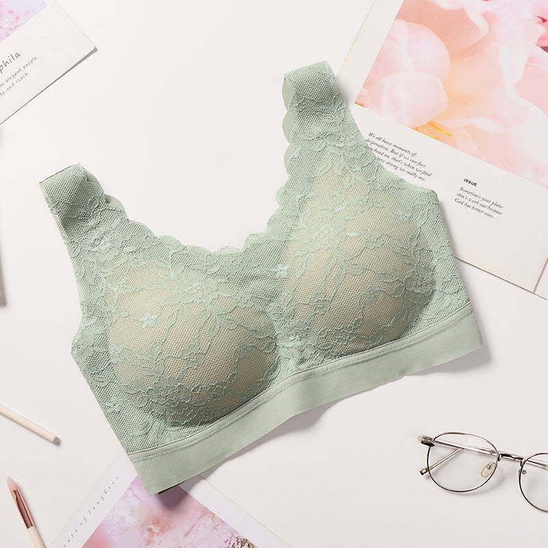 Wholesale Factory Price High Quality Comfortable Lace Bra Women Wireless Natural Latex Cup Vest Bralette Padded