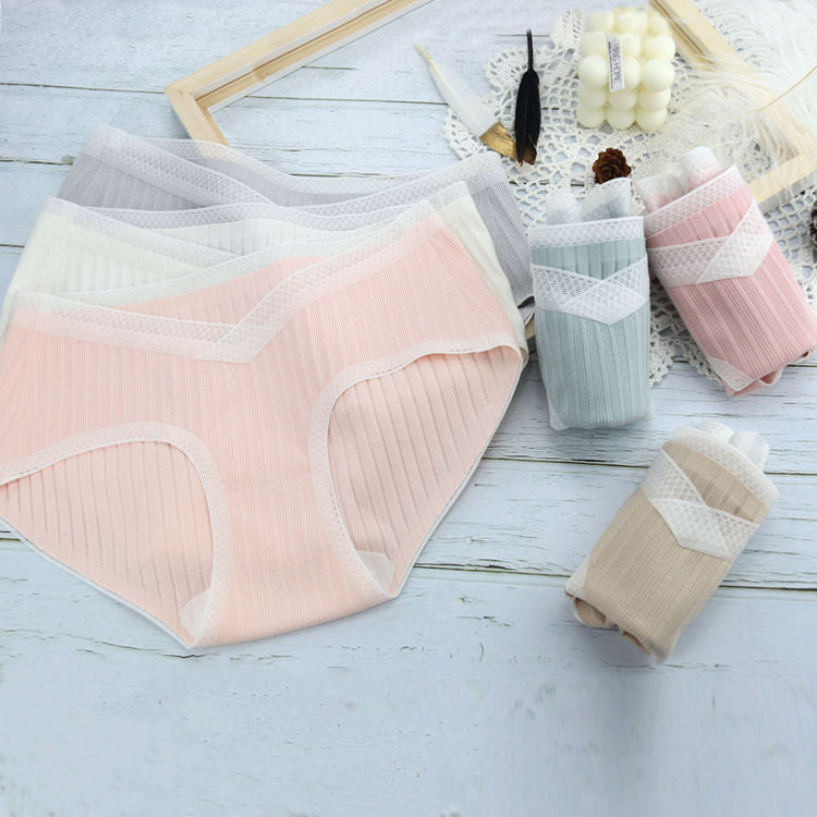 Summer new one-piece lace pregnant underwear low waist cotton ribbed large size maternity briefs