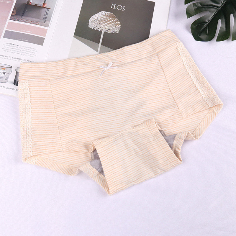 New striped skin friendly women's boxer briefs bow lace large size pregnant women's panties