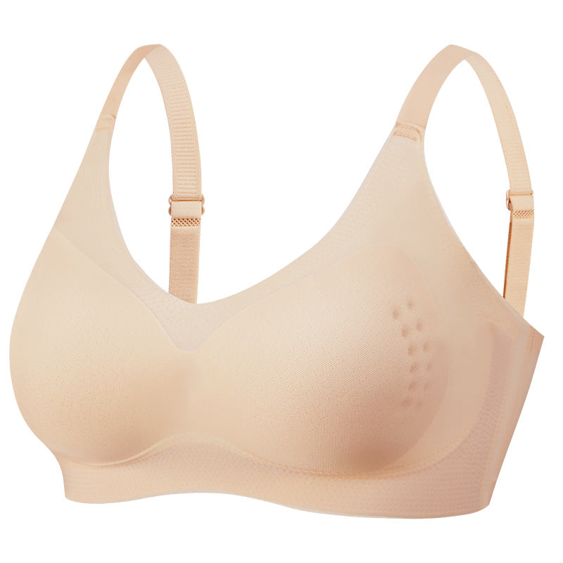 Ice Silk One-piece Underwear Women's Wire Free Ultra-thin Summer Sports Bra Push Up Breathable Camisole Bralette