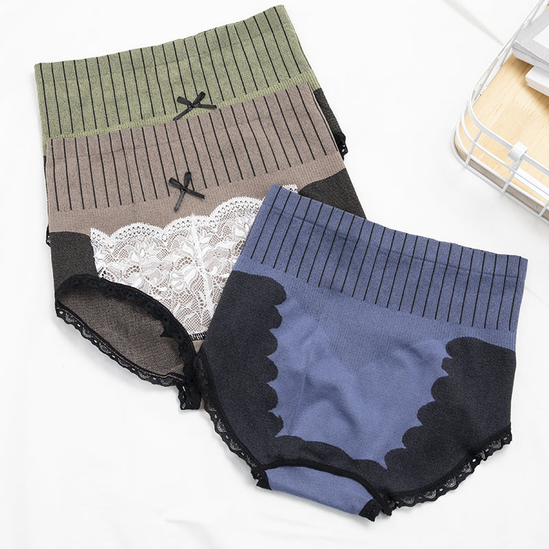 Graphene Women's Lace Briefs Seamless High-waist Tummy Control Panties Postpartum Recovery Waist Slimming Underwear