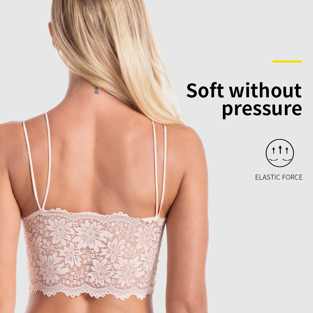 Women Camisole Bra Lace Bralette With Removable Padded Cotton Sleep Bra Soft Lace Floral Crop Top Bralette