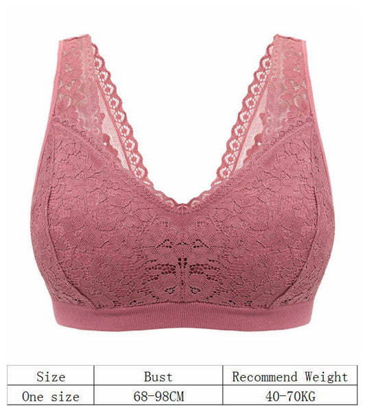 New arrival ladies elegant seamless lace underwear wireless removable pad push up vest bra