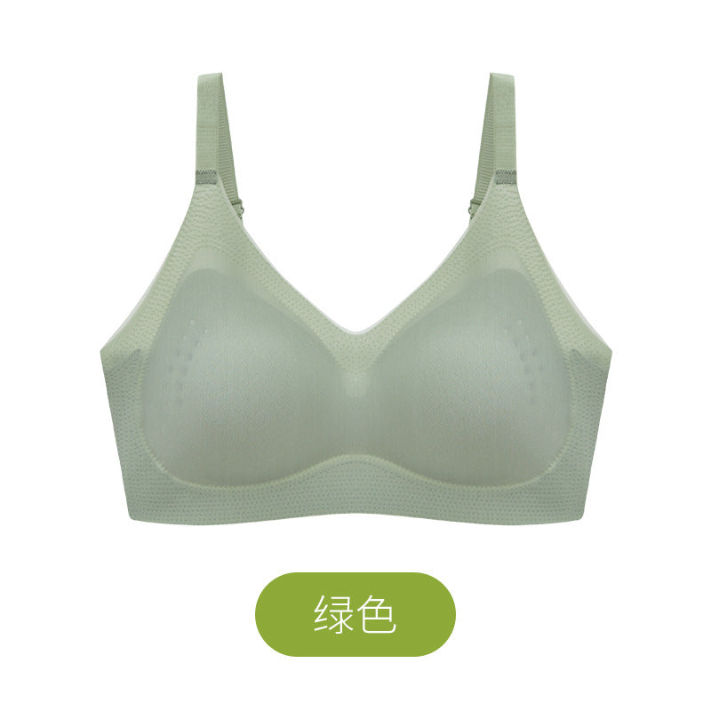 Ice Silk One-piece Underwear Women's Wire Free Ultra-thin Summer Sports Bra Push Up Breathable Camisole Bralette