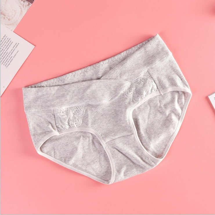 Low Waist Cotton Women Pregnancy Panties Under The Bump Lace Postpartum Briefs Criss-cross Maternity Underwear