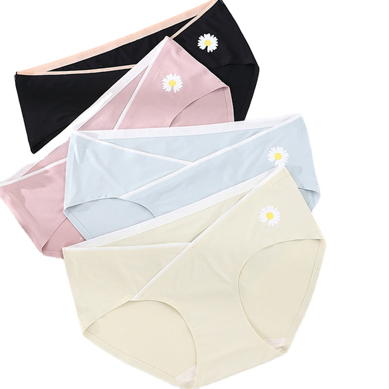 Laser Cutting Pregnant Women's Underwear Breathable Maternity Panties Criss-cross Belly Support Pregnancy Briefs Big Size