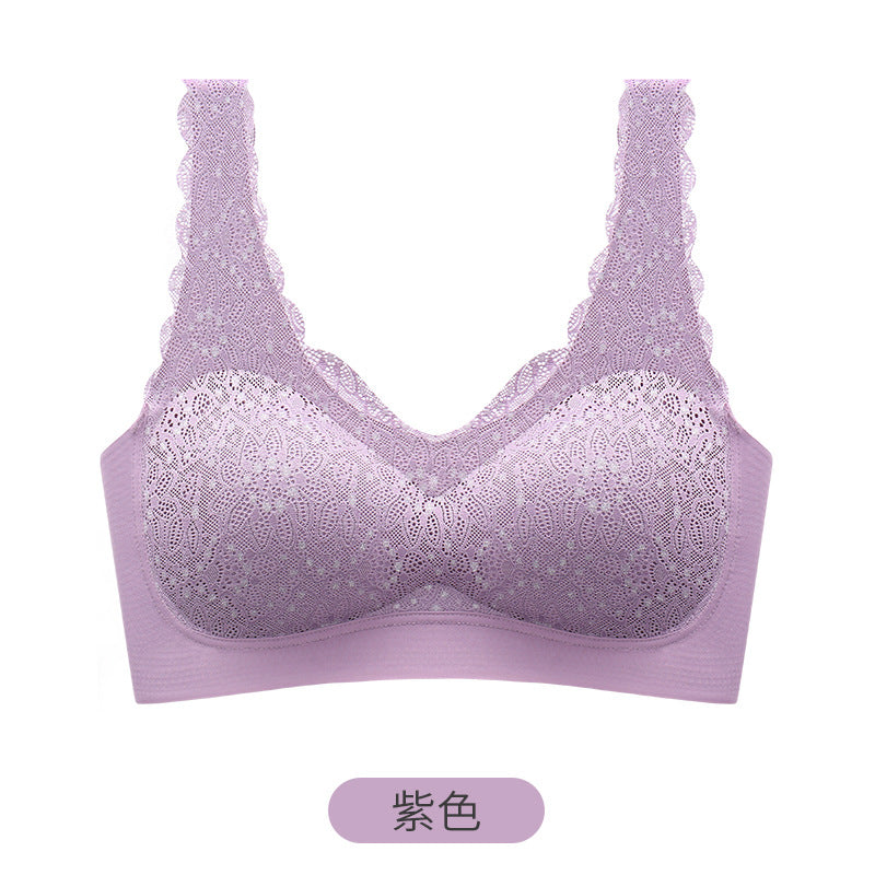 Thailand Latex Wireless Bra One-piece Gathered Underwear for Women Comfortable Lace Sleeping Bralette