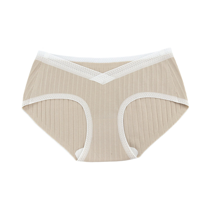 Summer new one-piece lace pregnant underwear low waist cotton ribbed large size maternity briefs