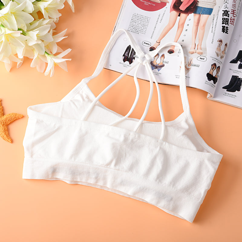Ladies Fitness Underwear Removable Padded Crossing Open Back Halter Seamless Yoga Sport Bra Top
