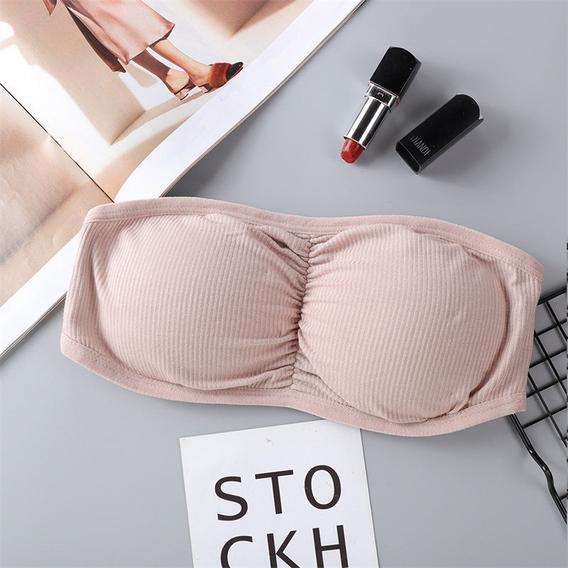 Summer Seamless Tube Top Underwear Backless Strapless Removable Padded Bra Women's Breathable Bandeau Crop Top