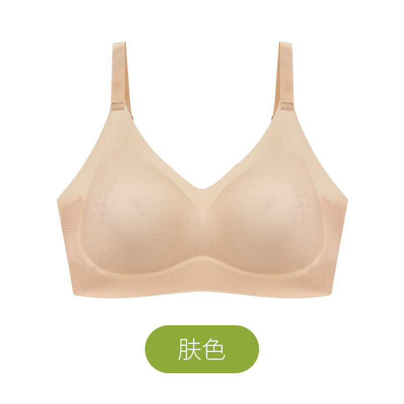 Ice Silk One-piece Underwear Women's Wire Free Ultra-thin Summer Sports Bra Push Up Breathable Camisole Bralette