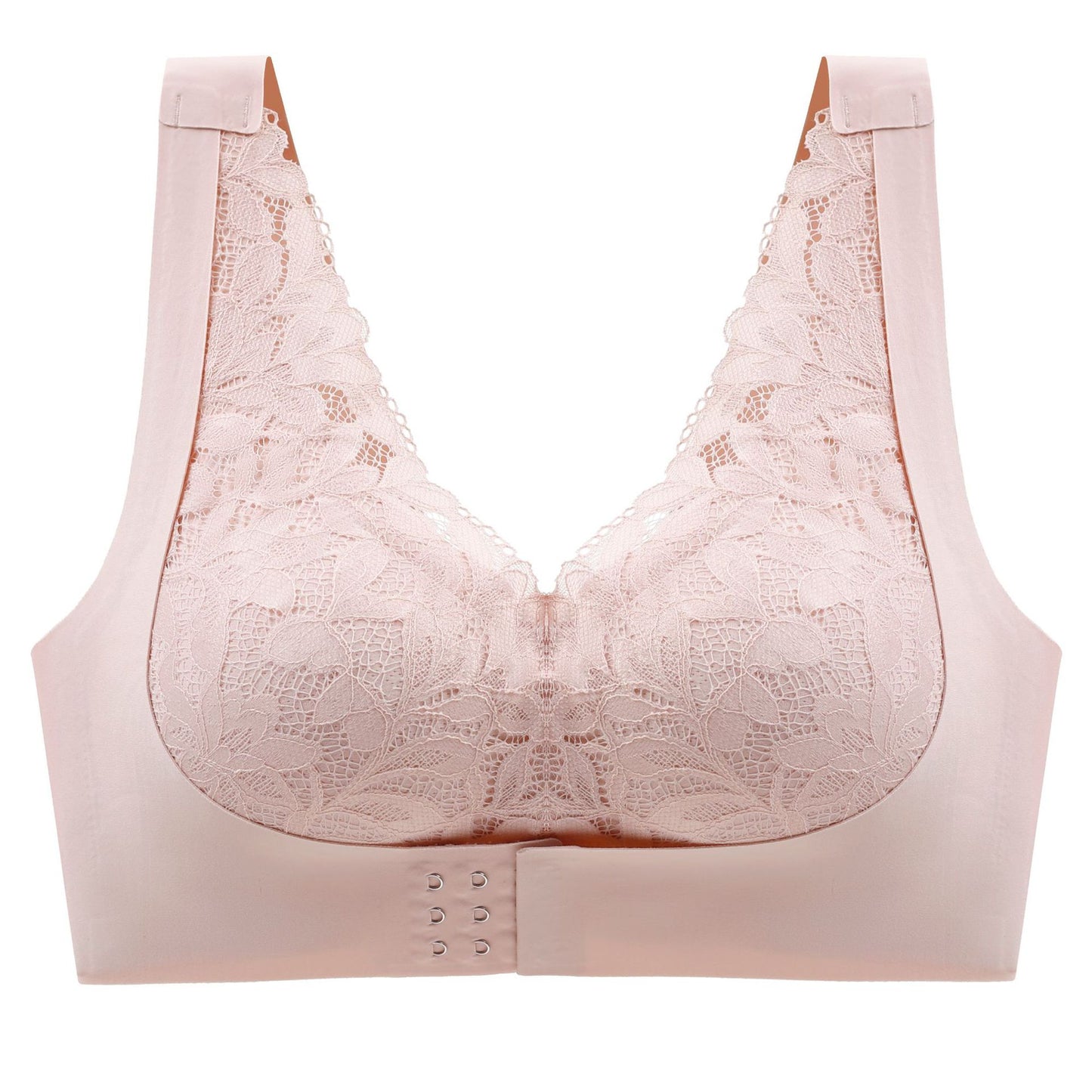 Front Closure Fashionable Lace Bra Ladies Sexy Push Up Bra Laser Cut Adjustable Corrector Bralette