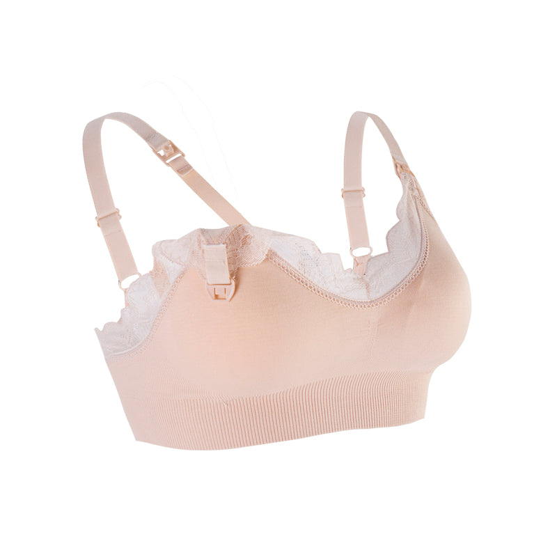 Wireless Front Open Nursing Bra Soft Lace Breathable Seamless Maternity Breastfeeding Bras For Pregnant Women