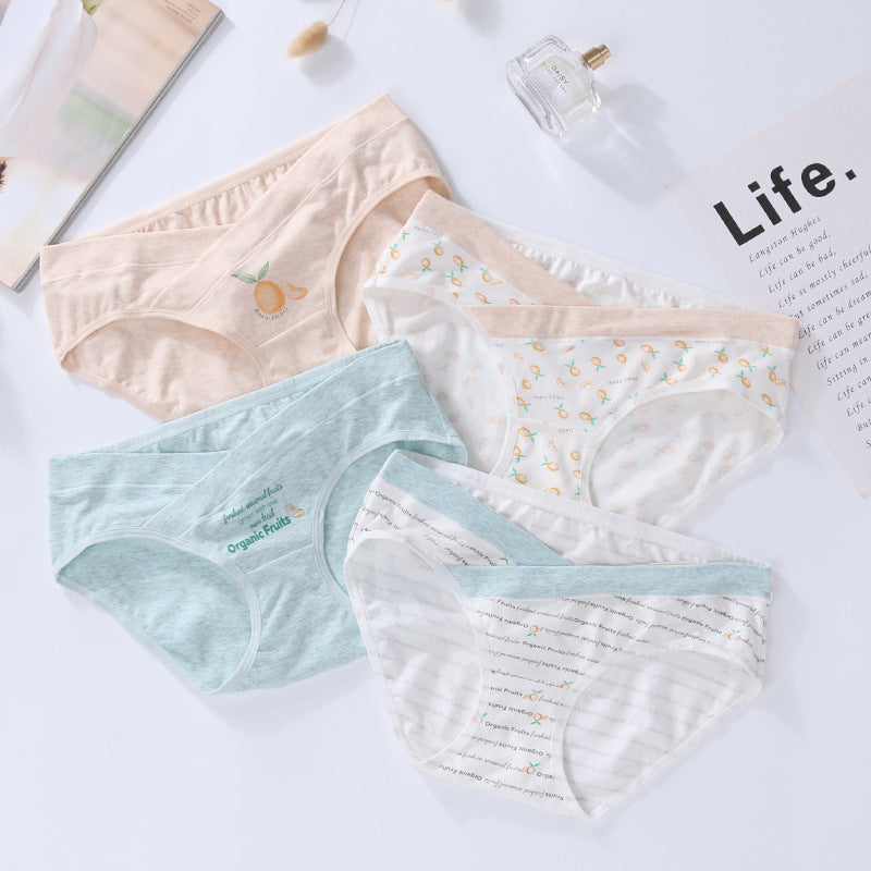 Wholesale 4 Pieces Women Cotton Low Waist Front Criss-Cross Pregnancy Panties Under Bump Maternity Underpants Postpartum Briefs