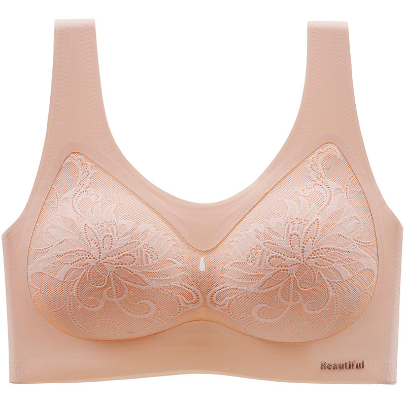 Thai Latex Underwear Women's Seamless No Steel Ring Thin Section Small Chest Gathered Sports Bra Back Button Beautiful Back Bra
