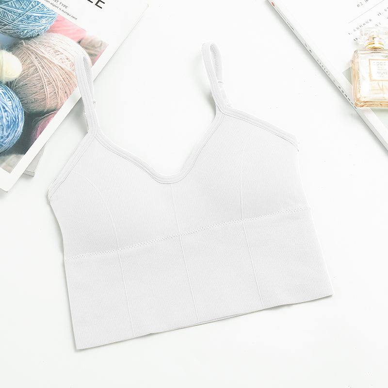 Women sports bra backless U-shaped camisole sexy removable padded yoga top wire free sports bra