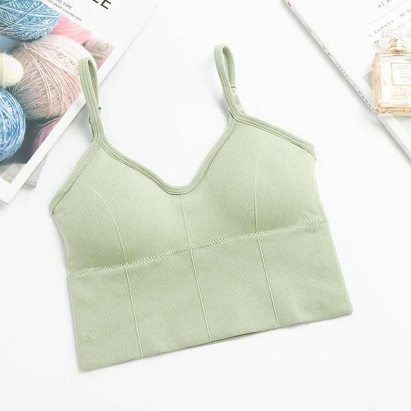 Women sports bra backless U-shaped camisole sexy removable padded yoga top wire free sports bra