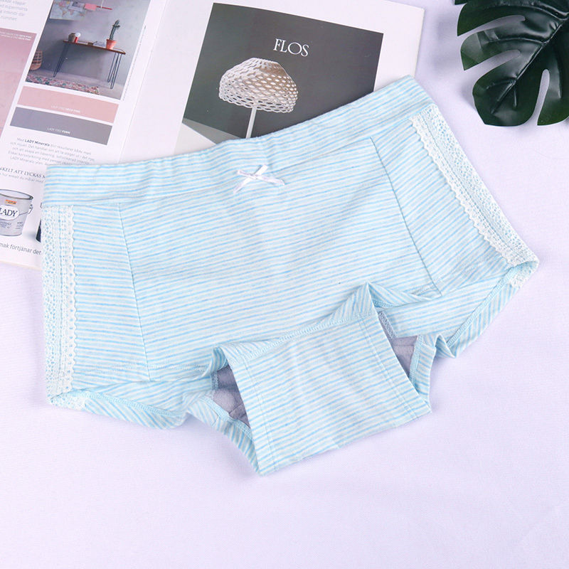 New striped skin friendly women's boxer briefs bow lace large size pregnant women's panties