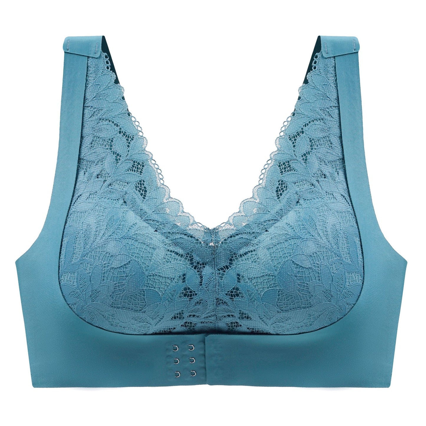 Front Closure Fashionable Lace Bra Ladies Sexy Push Up Bra Laser Cut Adjustable Corrector Bralette