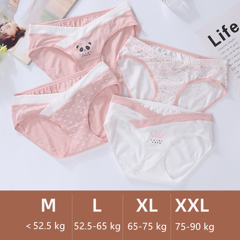 Wholesale 4 Pieces Women Cotton Low Waist Front Criss-Cross Pregnancy Panties Under Bump Maternity Underpants Postpartum Briefs