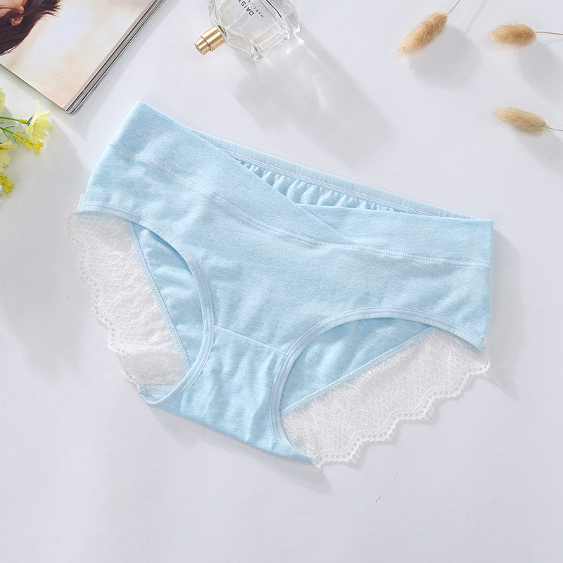 High quality cotton pregnant women's briefs low waist lace belly support maternity support panties