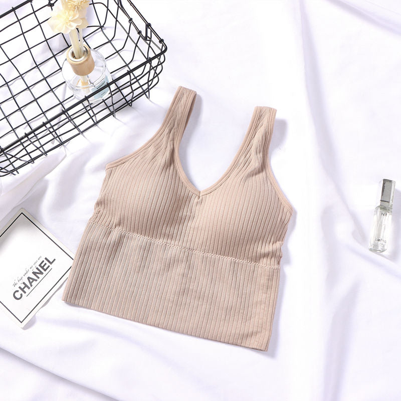 Autumn new listing v neck push up camisole ladies wireless underwear girls breathable vest bra