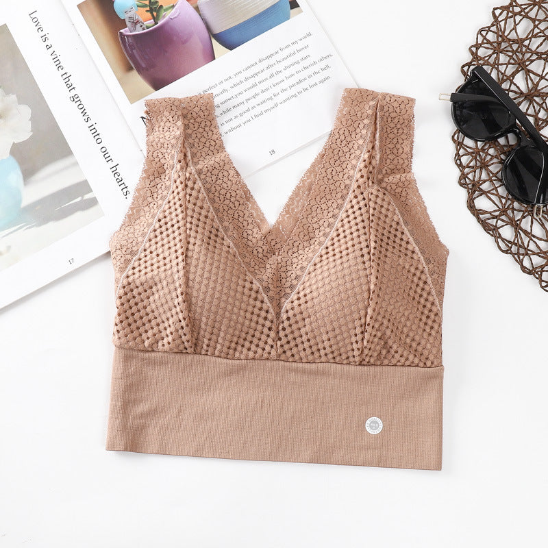 New Beauty Back Sports Tube Top Bra Seamless Sexy Lace Underwear Women's Fitness Wire-free Comfortable Vest Bralette