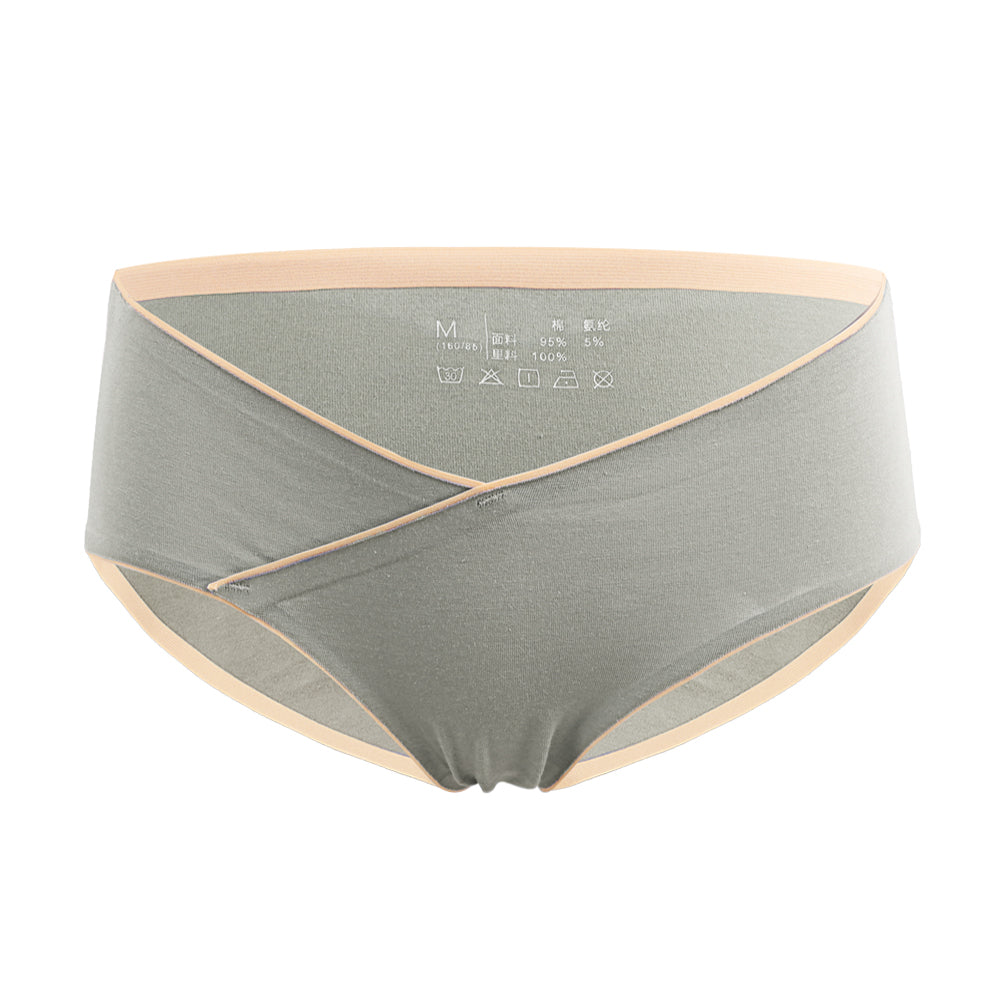 Cotton laser cutting pregnant women's low rise underwear breathable maternity panties cross-criss belly support pregnancy brief