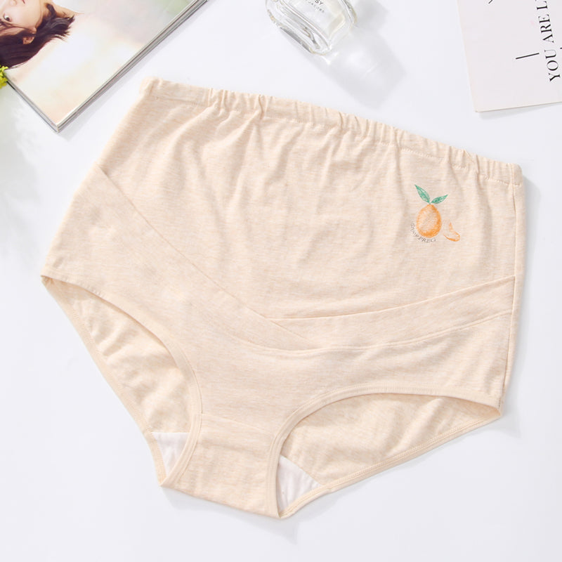 Breathable plus size cute cartoon print maternity underwear adjustable high waist over bump belly lift pregnant women's panties