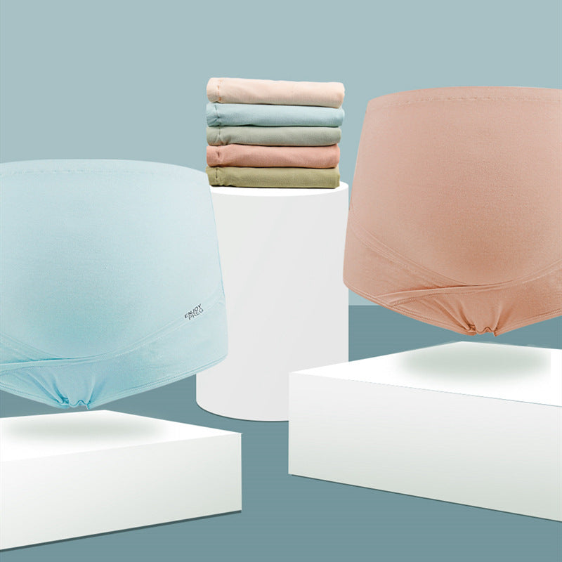 Combed cotton adjustable high waist pregnant women briefs breathable large size belly support maternity panties