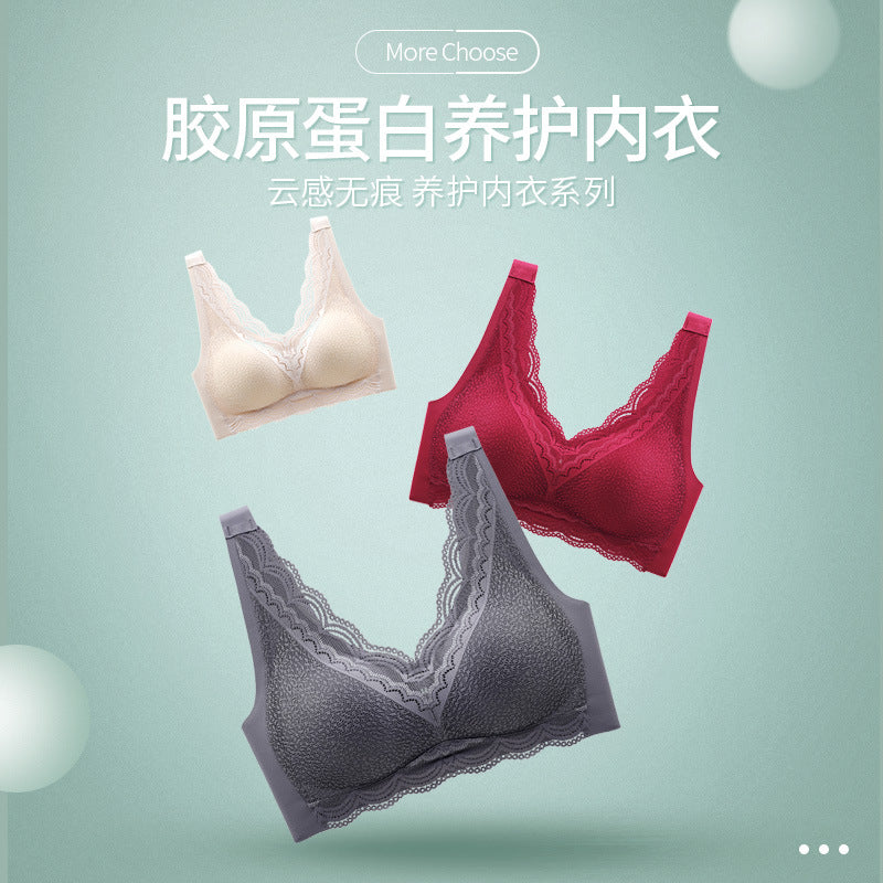 Stylish High-quality Women Wirefree Lingerie Push Up Breathable Vest Bralette Sexy Lace Embroidery Bra