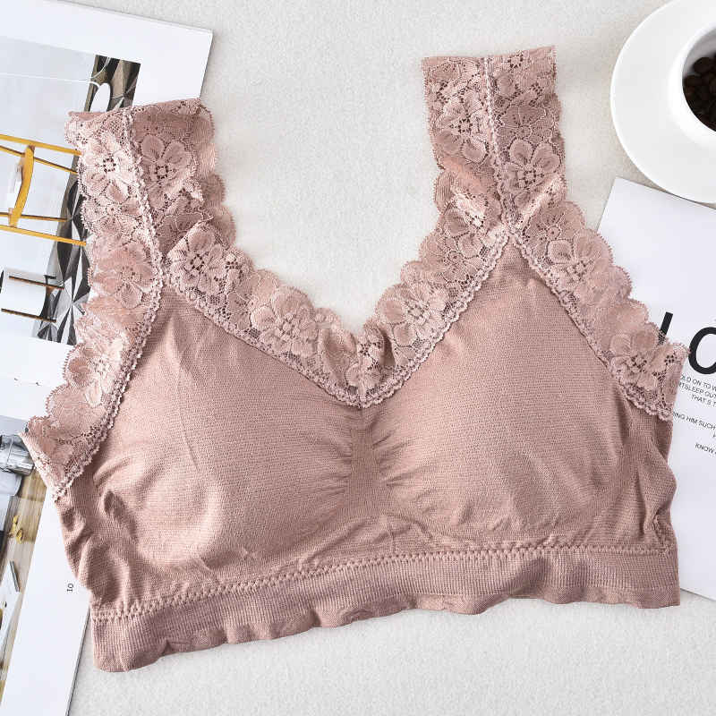 Seamless girls wireless bra ladies removable padded sleep bra lace bralette women elastic push up wholesale soft brassiere