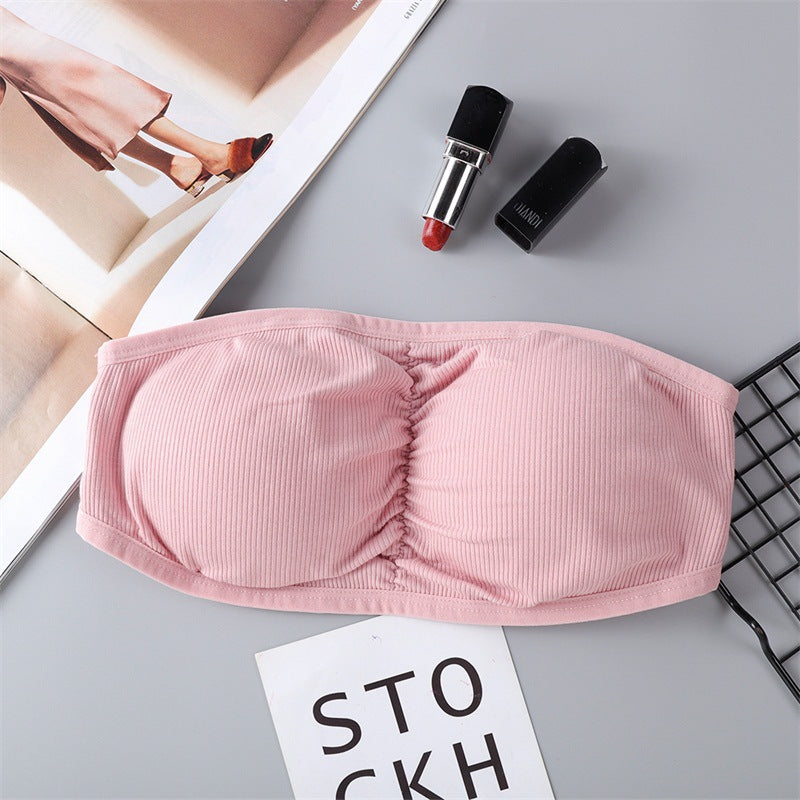 Summer Seamless Tube Top Underwear Backless Strapless Removable Padded Bra Women's Breathable Bandeau Crop Top