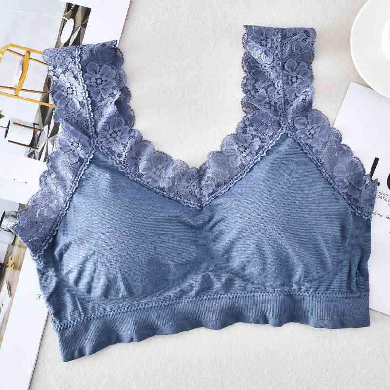 Seamless girls wireless bra ladies removable padded sleep bra lace bralette women elastic push up wholesale soft brassiere