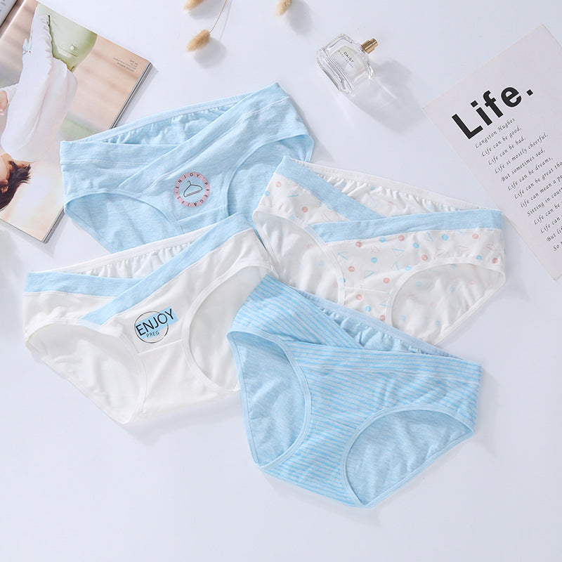 Wholesale 4 Pieces Women Cotton Low Waist Front Criss-Cross Pregnancy Panties Under Bump Maternity Underpants Postpartum Briefs