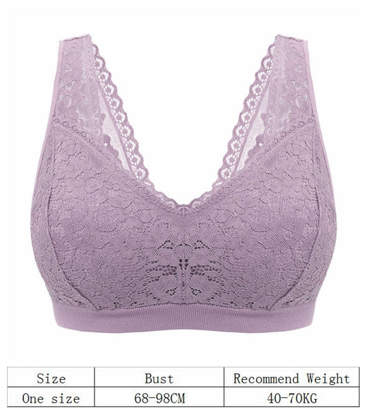 New arrival ladies elegant seamless lace underwear wireless removable pad push up vest bra
