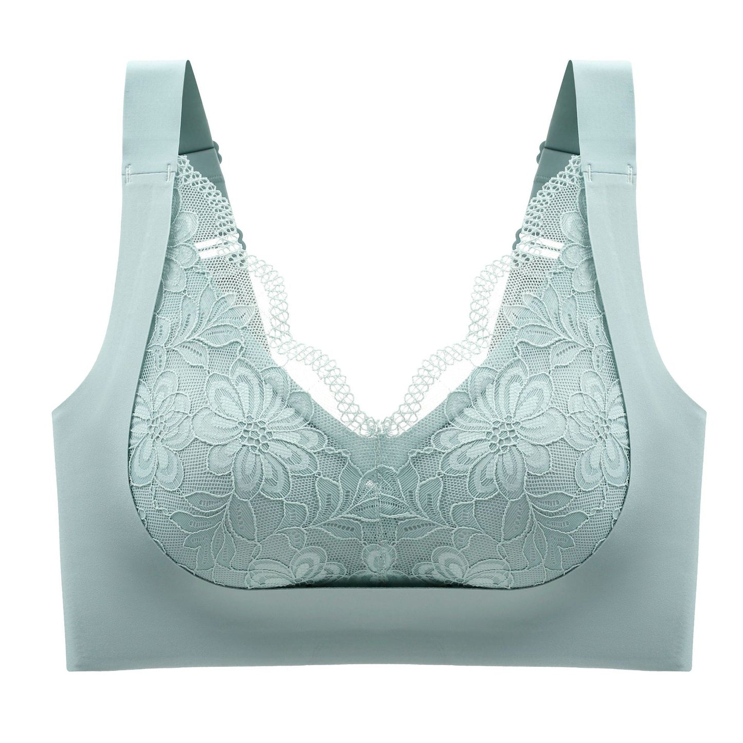 Latex Padded Wire Free Lace Bra Women's Sexy Push Up Bra Laser Cut Adjustable Corrector Bralette Anti-sagging
