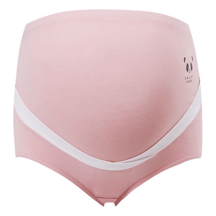 Breathable plus size cute cartoon print maternity underwear adjustable high waist over bump belly lift pregnant women's panties