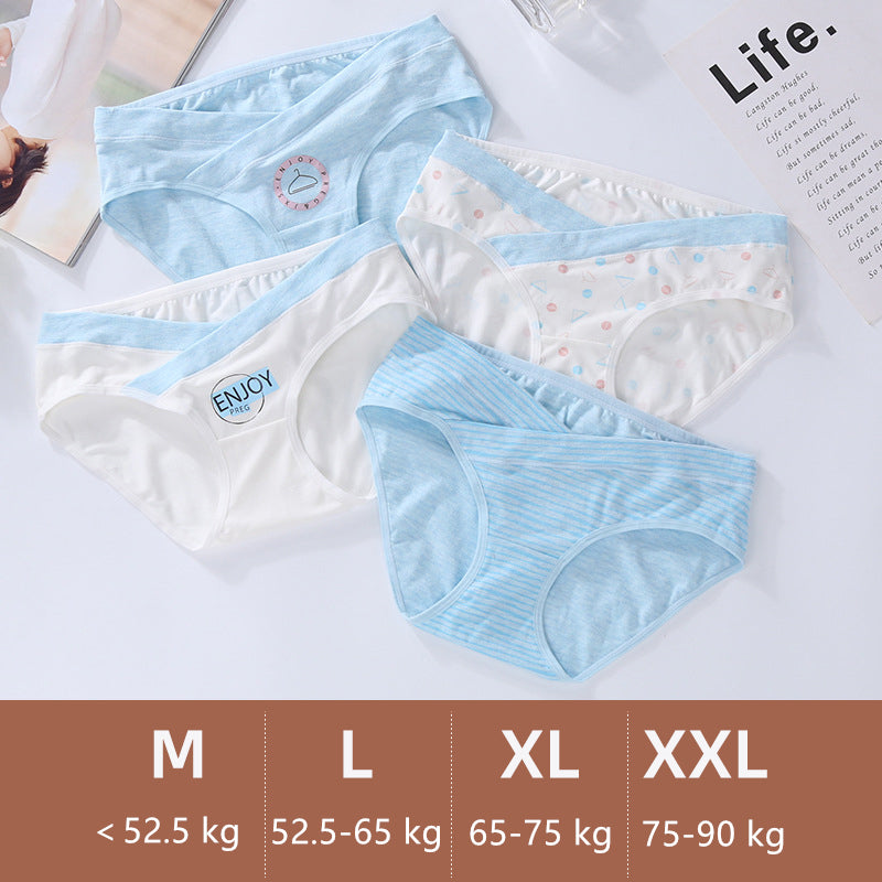 Wholesale 4 Pieces Women Cotton Low Waist Front Criss-Cross Pregnancy Panties Under Bump Maternity Underpants Postpartum Briefs