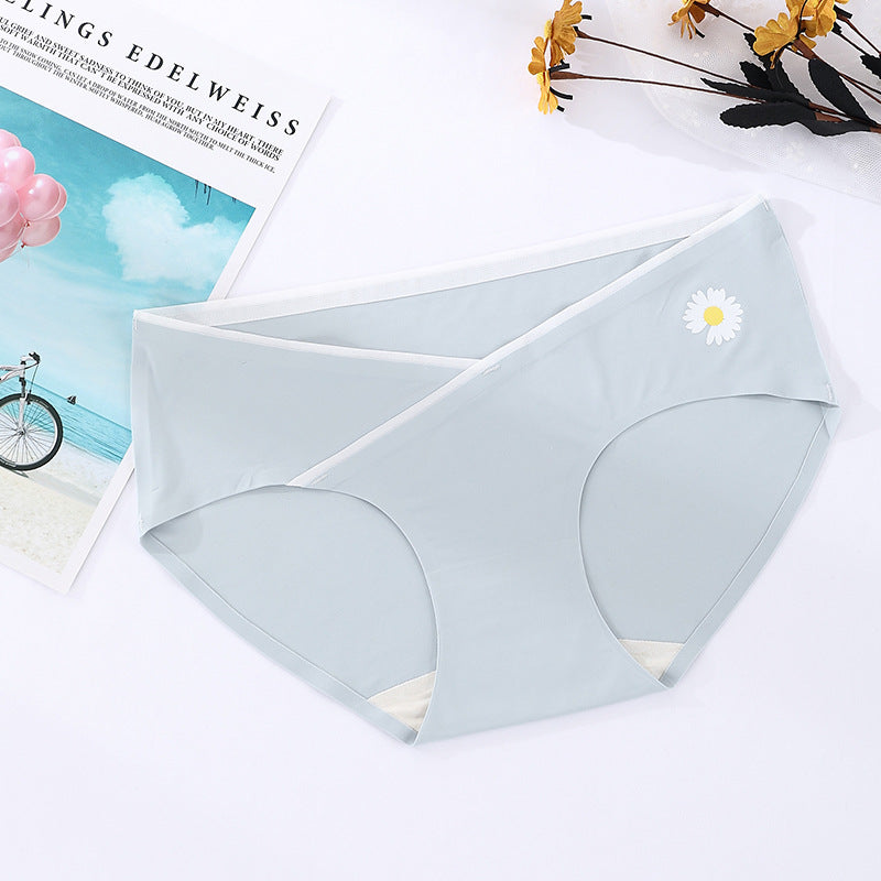 Laser Cutting Pregnant Women's Underwear Breathable Maternity Panties Criss-cross Belly Support Pregnancy Briefs Big Size