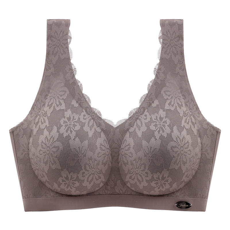 New Thai Latex Laser-Cut Bra Women Comfortable Push Up Wireless Bra Underwear Soft Women Lace Sleeping Bra