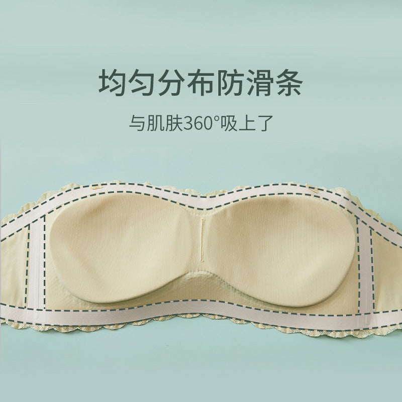 Strapless Underwear Women Gather Small Chest Non-slip Wrap Chest Anti-glare No Trace Beauty Back Tube Top with Invisible Bra