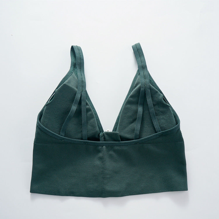 Fashion front zipper removable padded vest bra stretchy backless wireless sports yoga bra