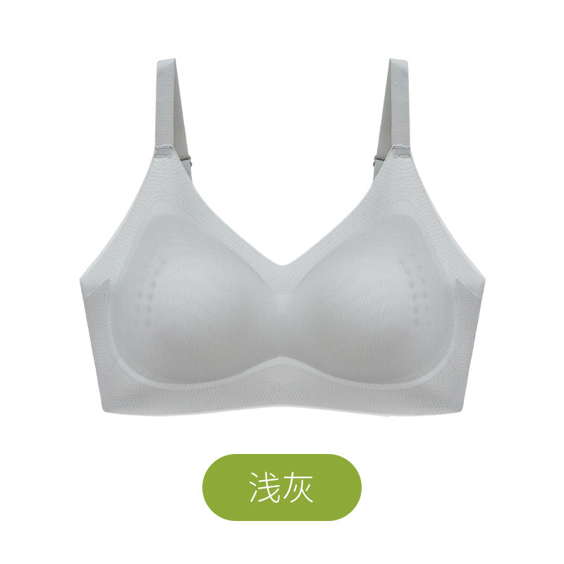 Ice Silk One-piece Underwear Women's Wire Free Ultra-thin Summer Sports Bra Push Up Breathable Camisole Bralette