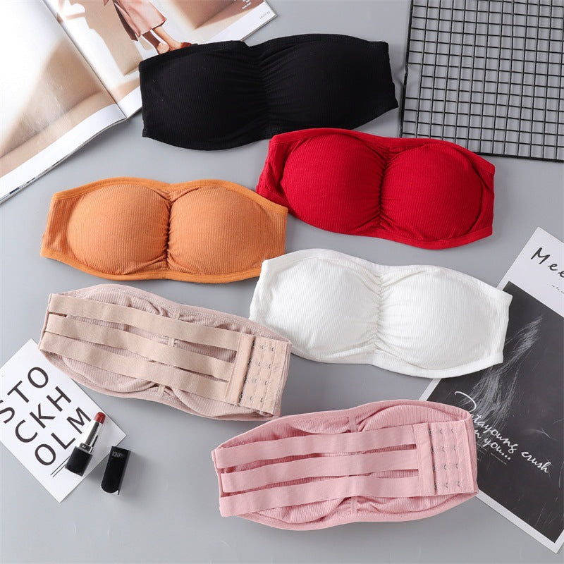 Summer Seamless Tube Top Underwear Backless Strapless Removable Padded Bra Women's Breathable Bandeau Crop Top