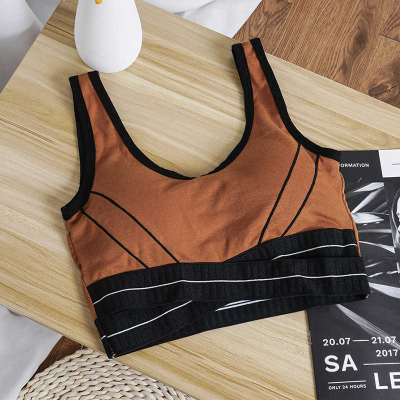 New fashion front cross-criss shockproof fitness vest female backless removable padded running yoga sports bra