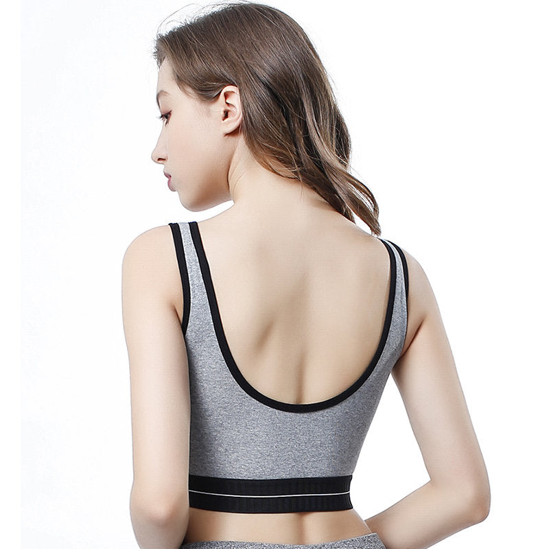 New fashion front cross-criss shockproof fitness vest female backless removable padded running yoga sports bra