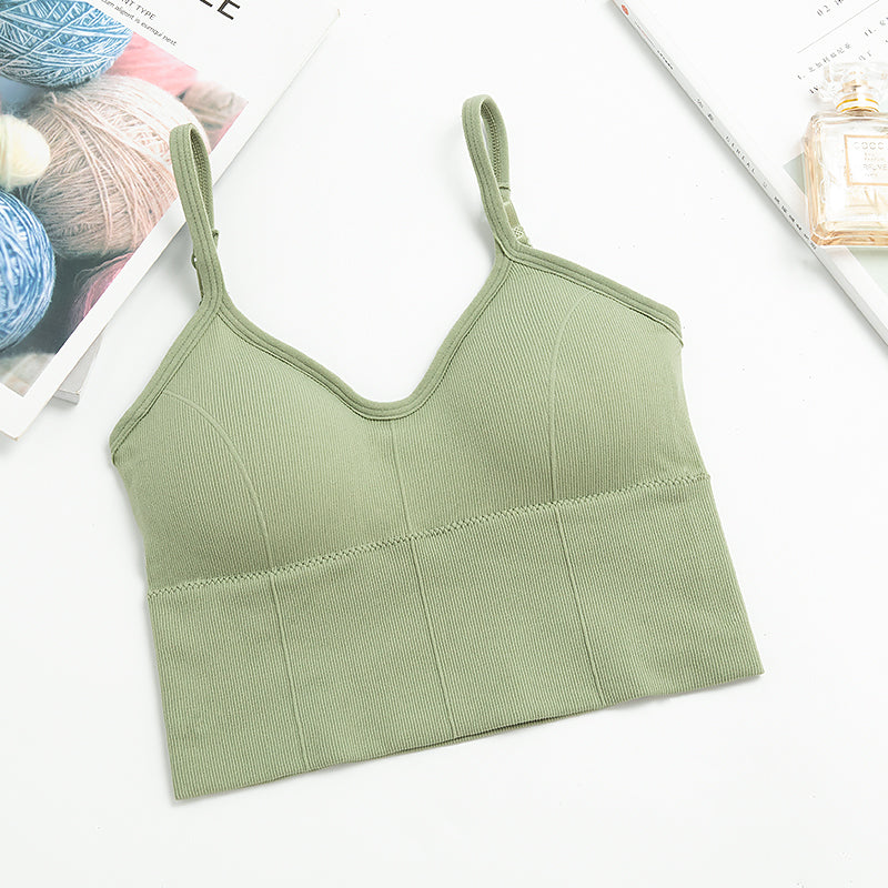 Women sports bra backless U-shaped camisole sexy removable padded yoga top wire free sports bra