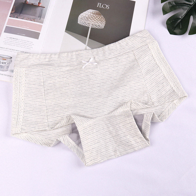 New striped skin friendly women's boxer briefs bow lace large size pregnant women's panties